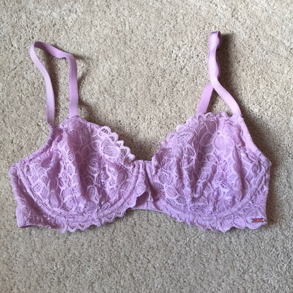 PINK bra 36D unlined lacey sexy soft
